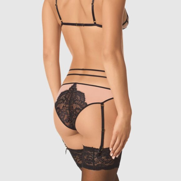 La Senza Nude and Black Trim Lace Strappy Lingerie Set - Picture 3 of 5
